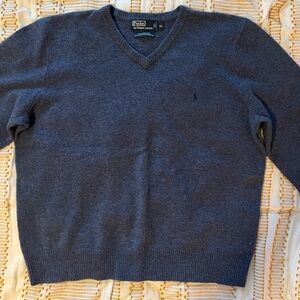 Ralph Lauren Men's Blue V-Neck Sweater